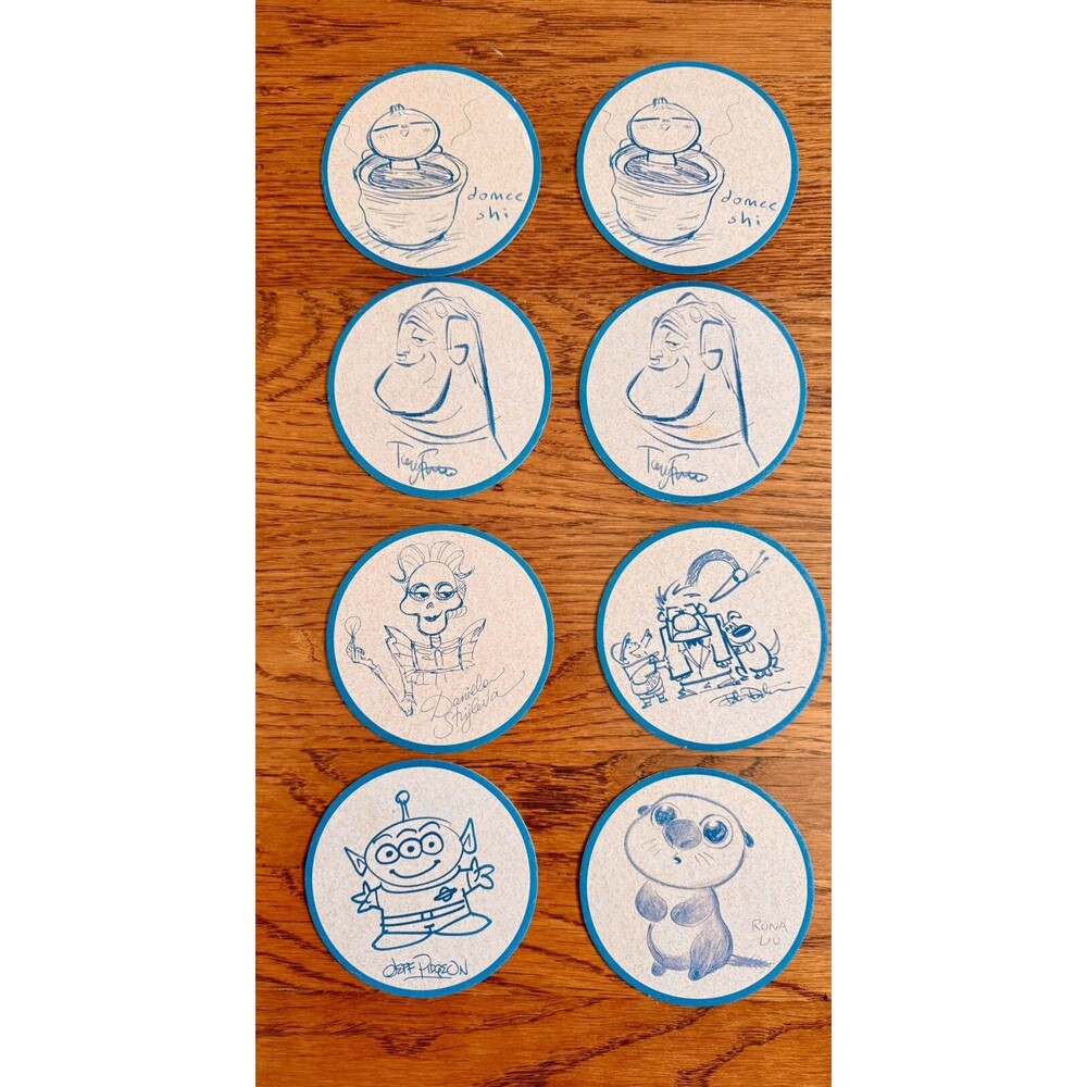 Disneyland DCA Lamplight Lounge Pixar Animator Doodle Coasters Set of 8